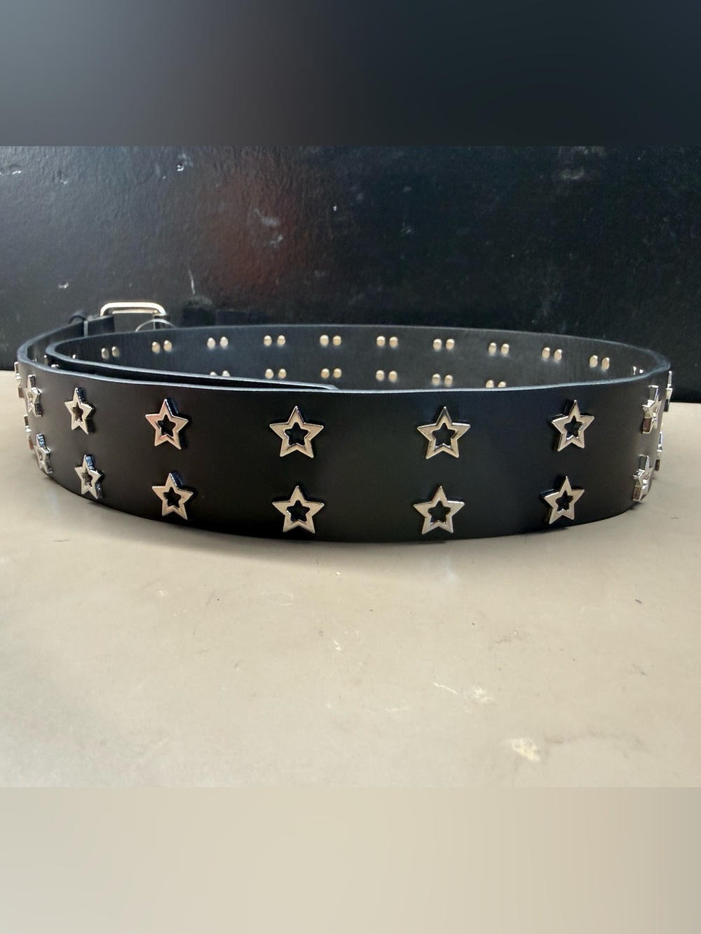 New with Tags Hot Topic Chrome Stud Stars Rocker Biker Black Belt Size L (36-38)
